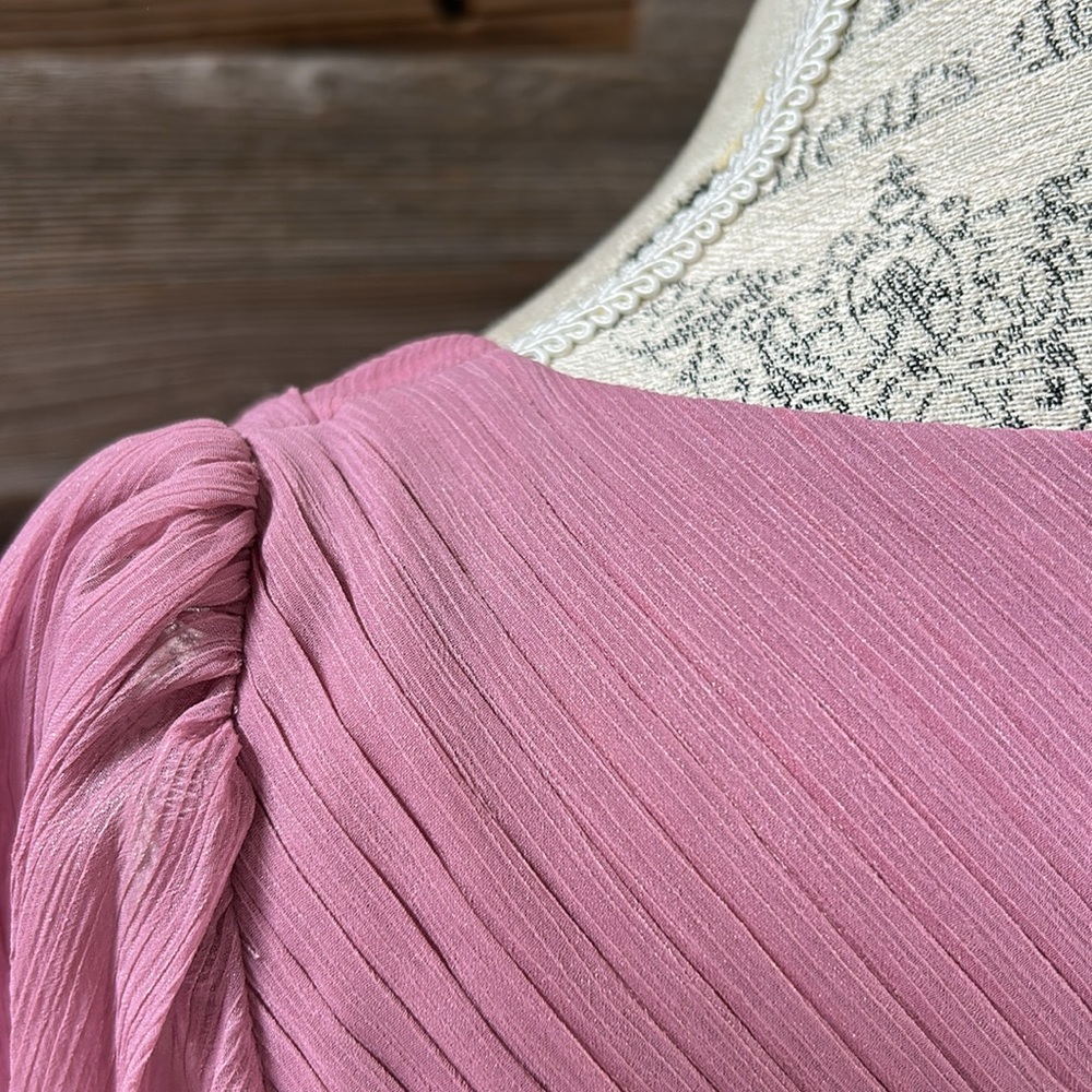 NWT Theia Sample Pleated Midi Dress Long Sleeve Size 4 - Picture 10 of 14